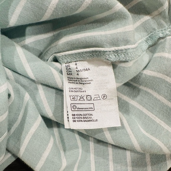 H&M Light Green and White Button Down Shirt with Classic Stripes - Picture 4 of 5